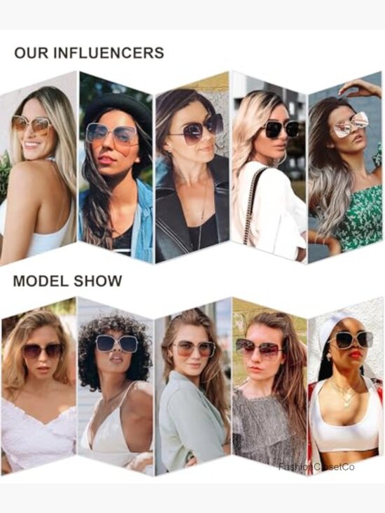 Oversized Square Sunglasses UV400 Metal Frame main image 7